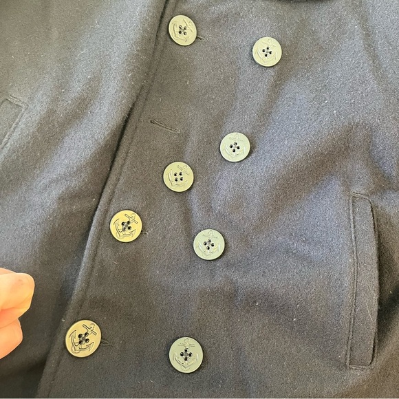 Men’s Woolrich Navy 100% wool coat jacket peacoat size XL - Picture 2 of 9